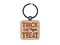 Trick or Treat with Bat Halloween Engraved Wood Square Keychain Tag Charm